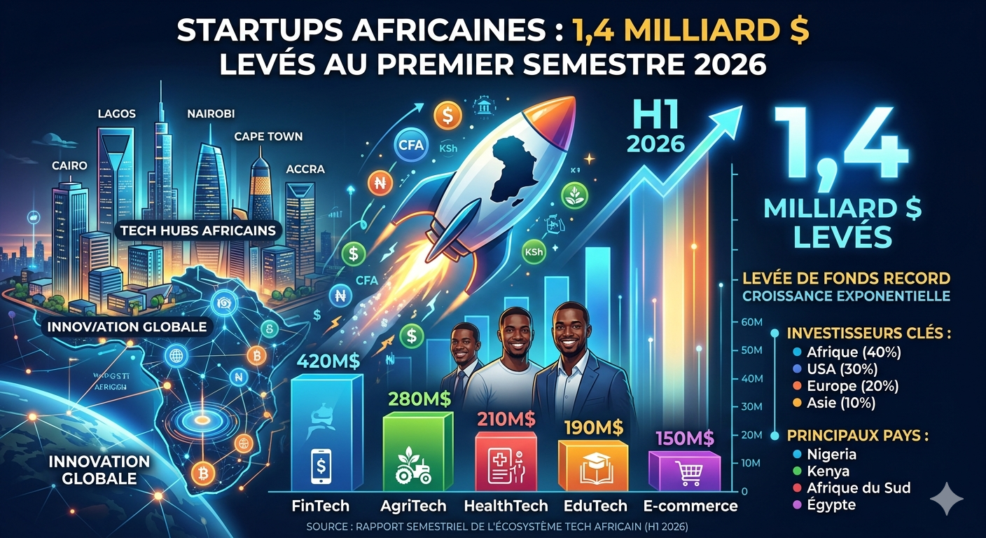 Startups africaines : 1,4 milliard $ levés au premier semestre 2026